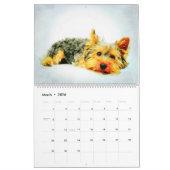 12 Month Yorkshire Terrier Yorkie Dogs Waterverf Kalender (Mar 2026)