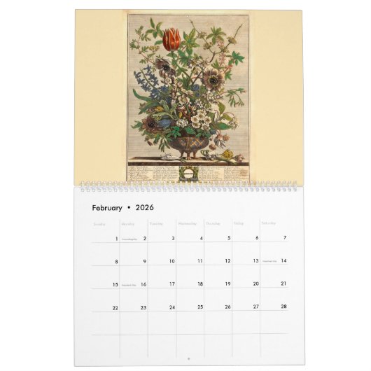 12 Months Of Flowers Baroque Rococo Botanical Art Kalender (Feb 2026)