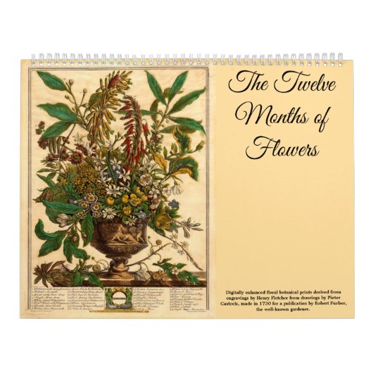 12 Months Of Flowers Baroque Rococo Botanical Art Kalender (Hoes)