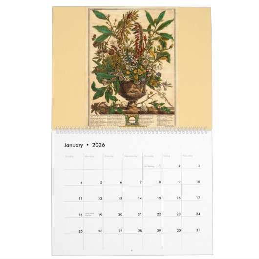 12 Months Of Flowers Baroque Rococo Botanical Art Kalender (Jan 2026)