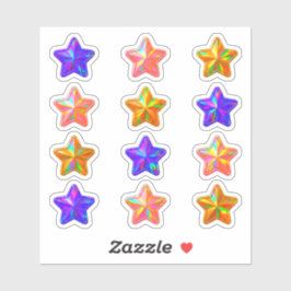 +12 Mooie Holo Kleur Holografische Ster Stickers