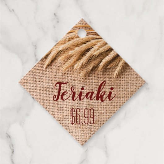 12 Naam Prijs Labels Tarwe op Burlap Sack Land Ru (Voorkant)
