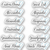 12 Namen Aangepaste gastenlijst Kalligrafie Half H Sticker (Voorkant)