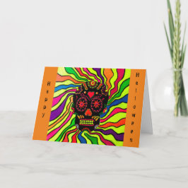 12 - Neon Schedel Halloween Kaart