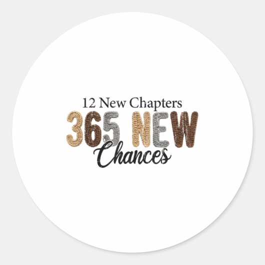12 New Chapters 365 New Chances Ronde Sticker (Voorkant)
