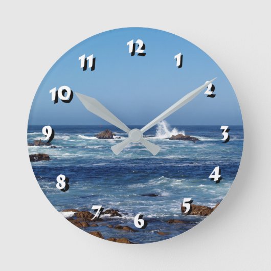 12 Number Choices to Choose -Ocean Waves-Clock Ronde Klok (Voorkant)