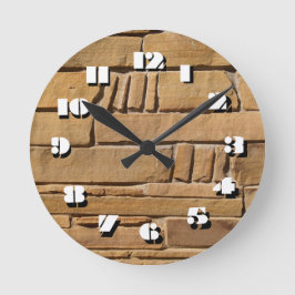 12 Number Choices to Choose-Tan Stone-Clock Ronde Klok