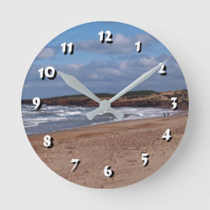 12 Nummerkeuze -Beach en Waves-Clock Ronde Klok