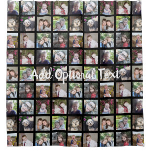 12 Optionele fotocollage-tekst — Kan zwart bewer Douchegordijn