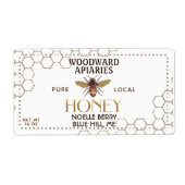 12 oz hexagon Honey Label with honeybee (Voorkant)