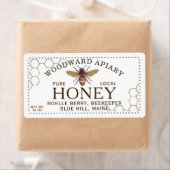 12 oz hexagon Honing Label met honingbij honingraa (Insitu)