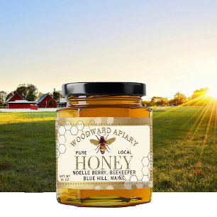 12 oz hexagon Honing met bijenhoningraat gouden ra Etiket