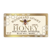 12 oz hexagon Honing met bijenhoningraat gouden ra Etiket (Voorkant)