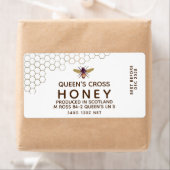 12 oz Honey Hex Jar Label met honingraat en bijen (Insitu)