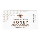 12 oz Honey Hex Jar Label met honingraat en bijen (Voorkant)