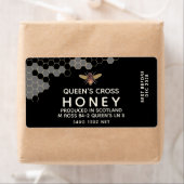 12 oz Honey Hex Jar Label met honingraat en bijen (Insitu)