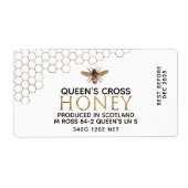 12 oz Honey Hex Jar Label met honingraat en bijen (Voorkant)