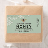 12 oz Honey Hex Jar Label met honingraat en bijen (Insitu)
