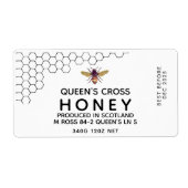 12 oz Honey Hex Jar Label met honingraat en bijen (Voorkant)