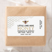 12 oz Honey Hex Jar Label met honingraat en bijen (Insitu)