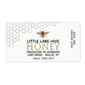 12 oz Honey Hex Jar Label met honingraat en bijen (Voorkant)