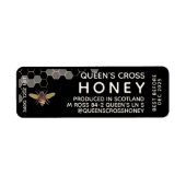 12 oz Honey Hex Jar Label met honingraat en bijen (Voorkant)