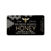 12 oz Honing Hex Jar Label Queen Bee Honingraat (Voorkant)