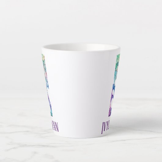 12 oz monogram zeemeermin stijl latte mok (Voorkant)