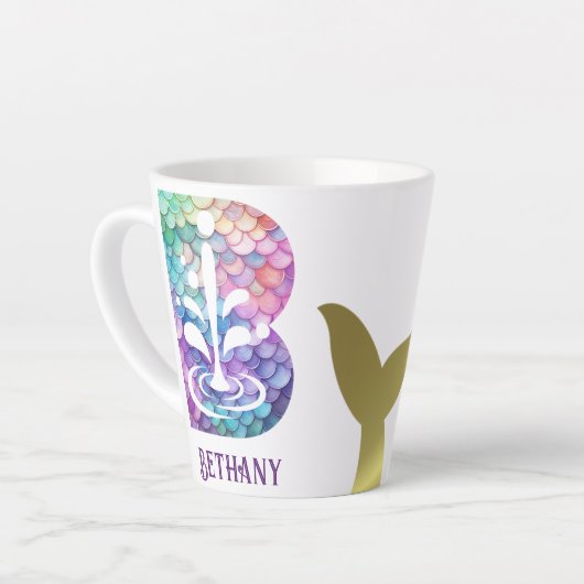 12 oz monogram zeemeermin stijl latte mok (Linkerhoek)