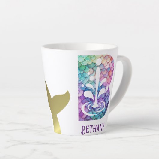 12 oz monogram zeemeermin stijl latte mok (Rechterhoek)