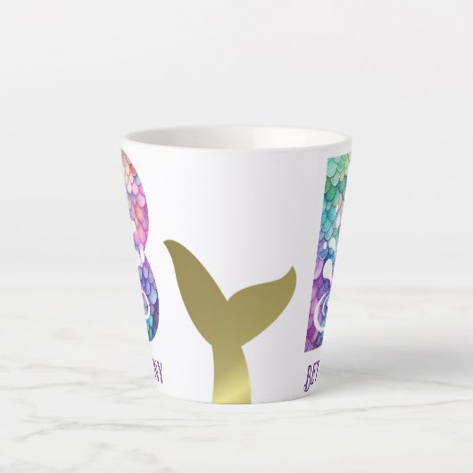 12 oz monogram zeemeermin stijl latte mok (Voorkant)