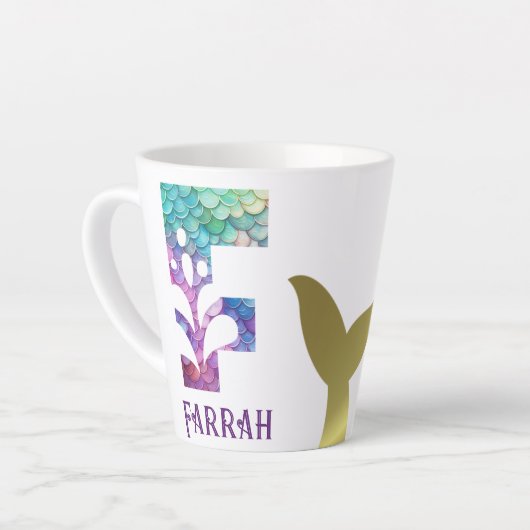 12 oz monogram zeemeermin stijl latte mok (Linkerhoek)