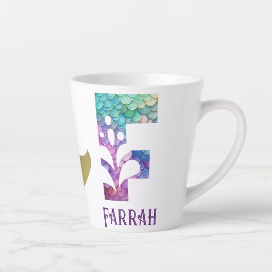 12 oz monogram zeemeermin stijl latte mok (Rechts)