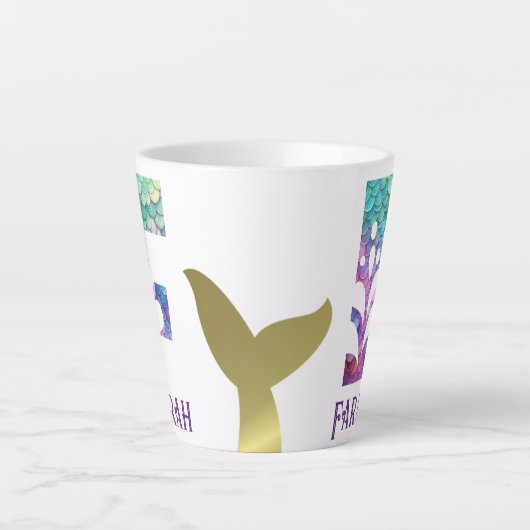 12 oz monogram zeemeermin stijl latte mok (Voorkant)