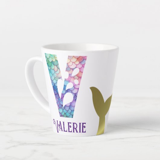 12 oz monogram zeemeermin stijl latte mok (Linkerhoek)