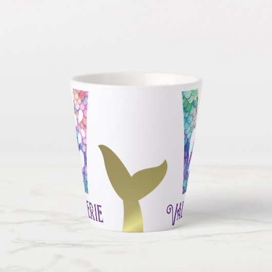 12 oz monogram zeemeermin stijl latte mok (Voorkant)