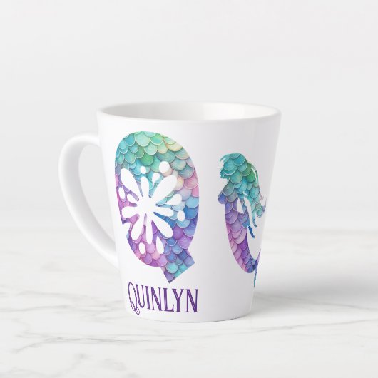 12 oz monogram zeemeermin stijl latte mok (Linkerhoek)