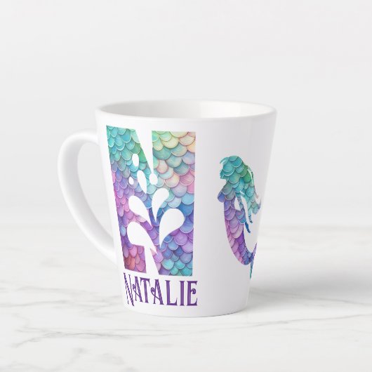 12 oz monogram zeemeermin stijl latte mok (Linkerhoek)