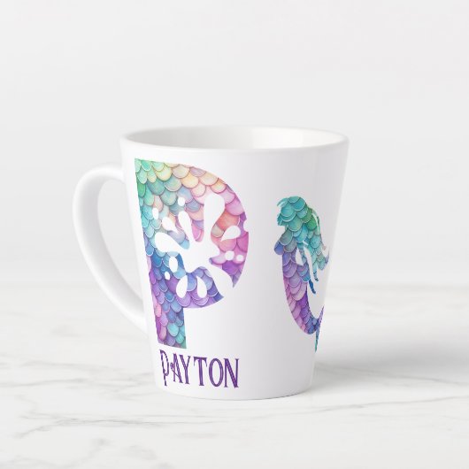 12 oz monogram zeemeermin stijl latte mok (Linkerhoek)