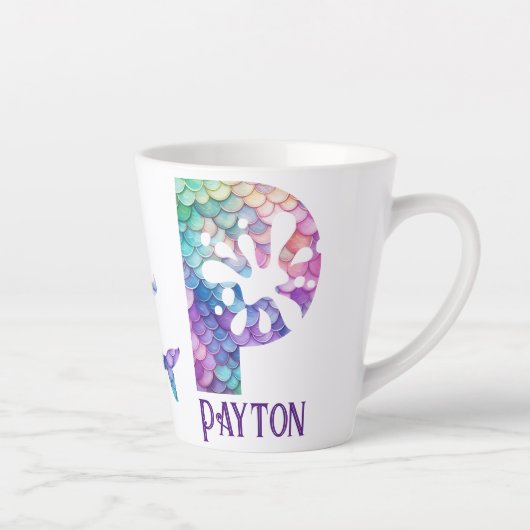 12 oz monogram zeemeermin stijl latte mok (Rechts)