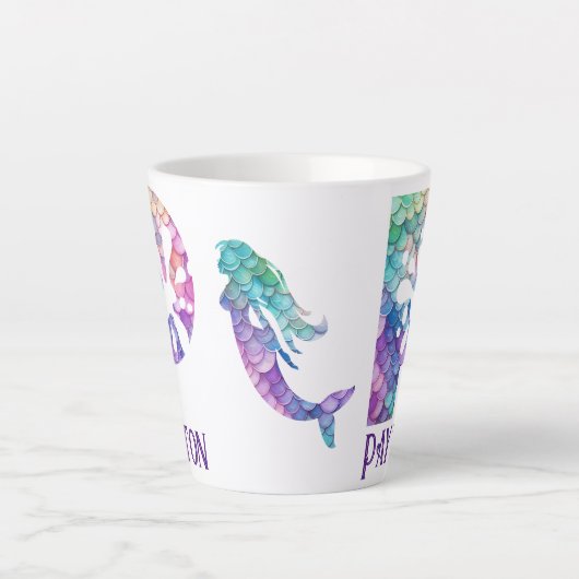 12 oz monogram zeemeermin stijl latte mok (Voorkant)