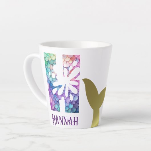 12 oz monogram zeemeermin stijl latte mok (Linkerhoek)