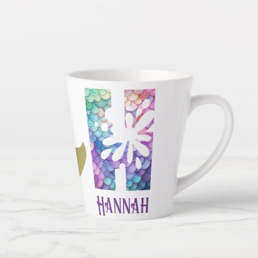 12 oz monogram zeemeermin stijl latte mok (Rechts)