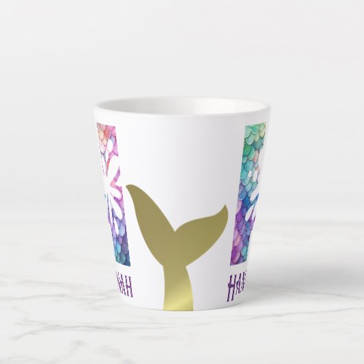 12 oz monogram zeemeermin stijl latte mok (Voorkant)