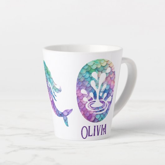 12 oz monogram zeemeermin stijl latte mok (Rechterhoek)