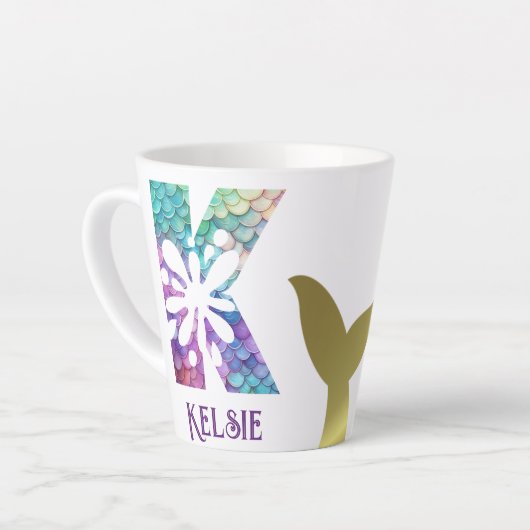 12 oz monogram zeemeermin stijl latte mok (Linkerhoek)