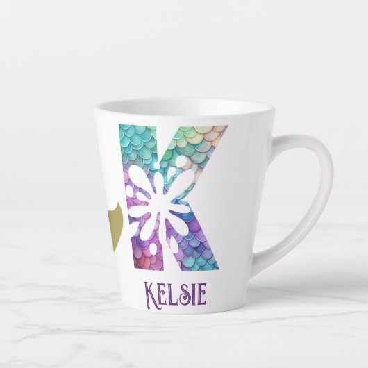 12 oz monogram zeemeermin stijl latte mok (Rechts)