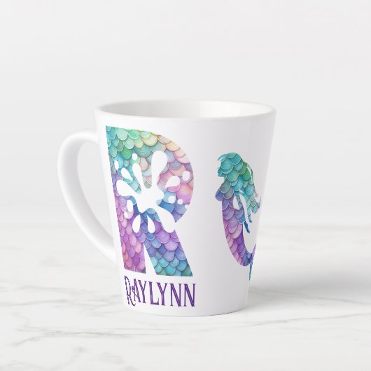 12 oz monogram zeemeermin stijl latte mok (Linkerhoek)