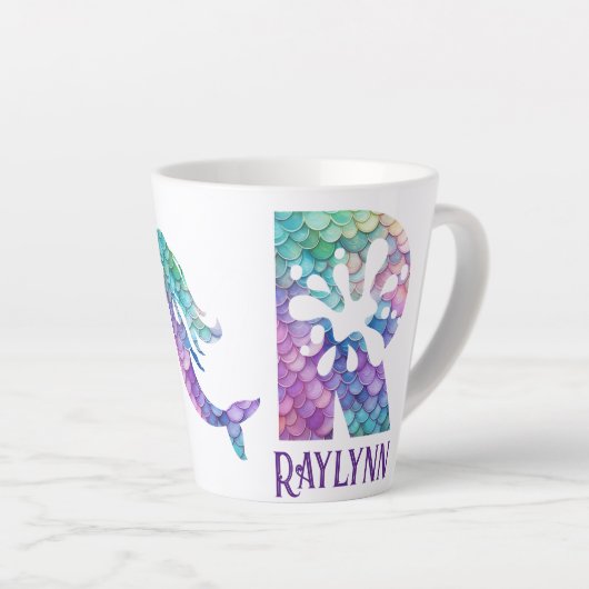 12 oz monogram zeemeermin stijl latte mok (Rechterhoek)