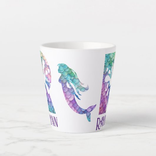 12 oz monogram zeemeermin stijl latte mok (Voorkant)